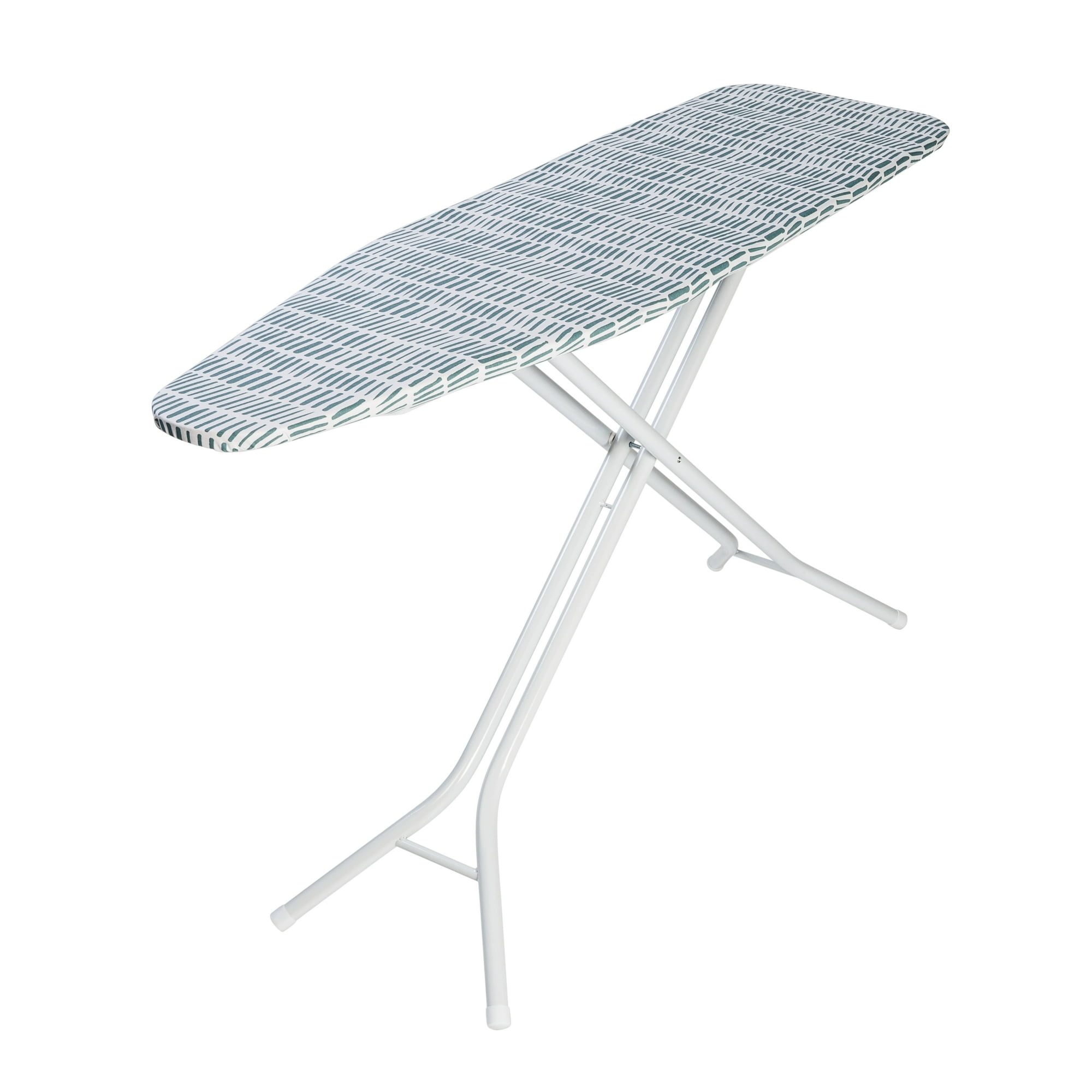 Mainstays Full‑Size 4‑Leg Ironing Board – 53" x 14", Adjustable Height, Steel Frame, Thick Padded Cotton Cover, Non‑Slip Feet, Lattice Grey