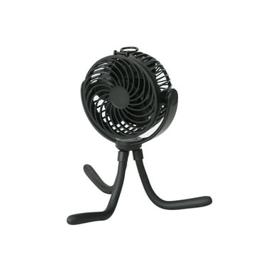Mainstays 4" New 3-speed Portable Rechargeable Fan with Flexible Tripod and Digital Display, Black