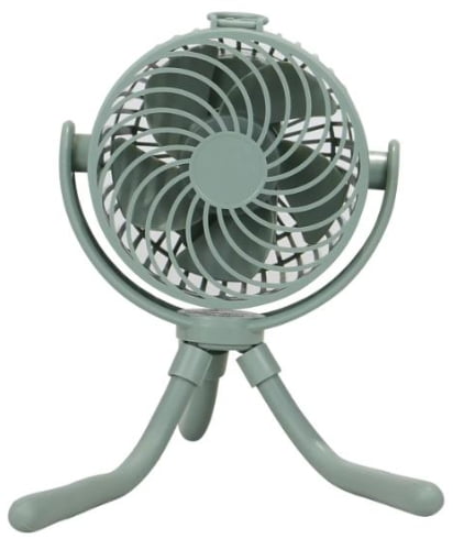 Mainstays 4" New 3-speed Portable Rechargeable Fan with Flexible Tripod and Digital Display, Green