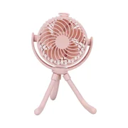 Mainstays 4"  New 3-speed Portable Rechargeable Fan with Flexible Tripod and Digital Display, Pink