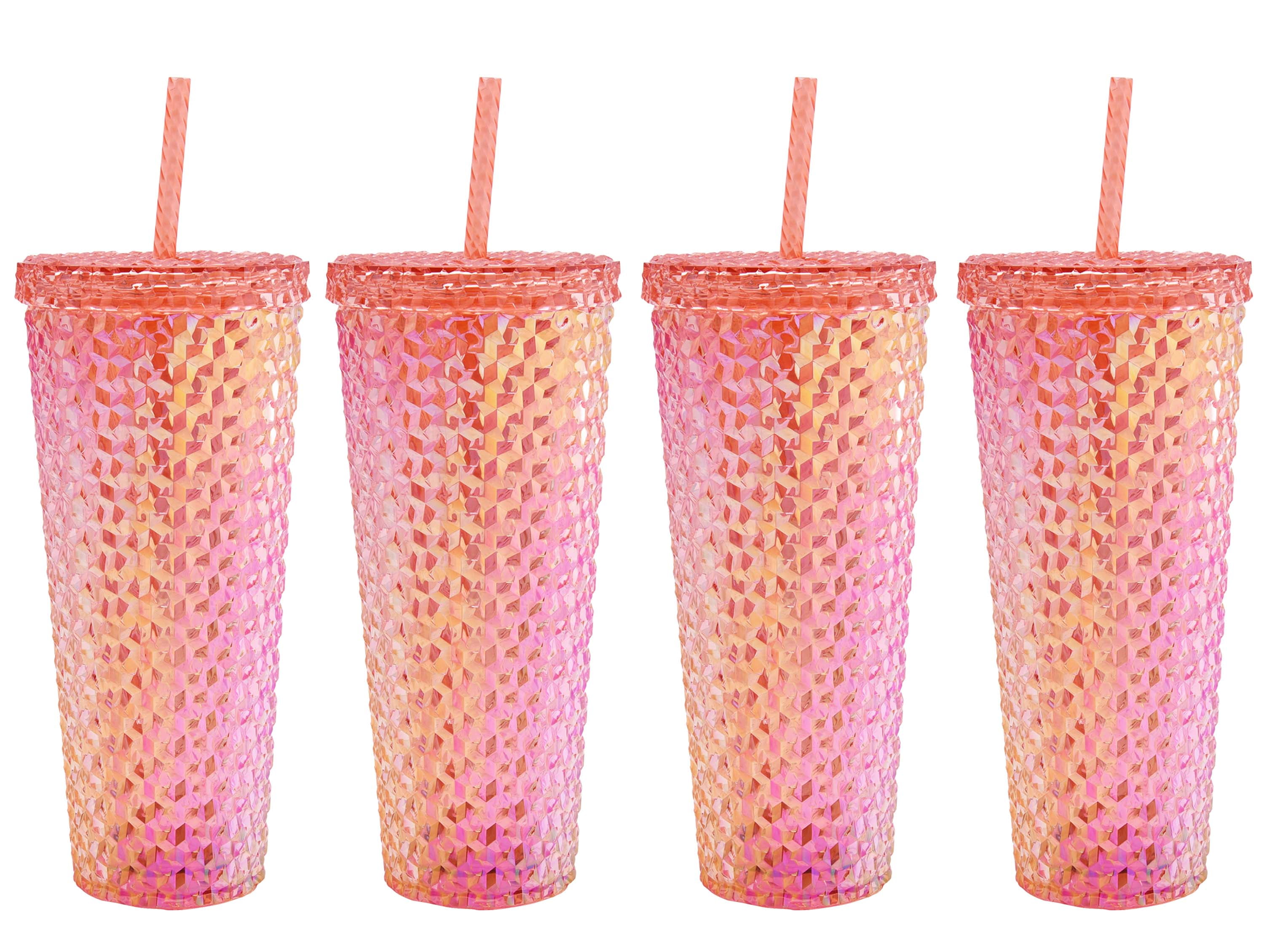 Studded Tumbler with Straw Tumblers with Lids and Straws Iridescent Bl – Tumbler  Cups and Bottles