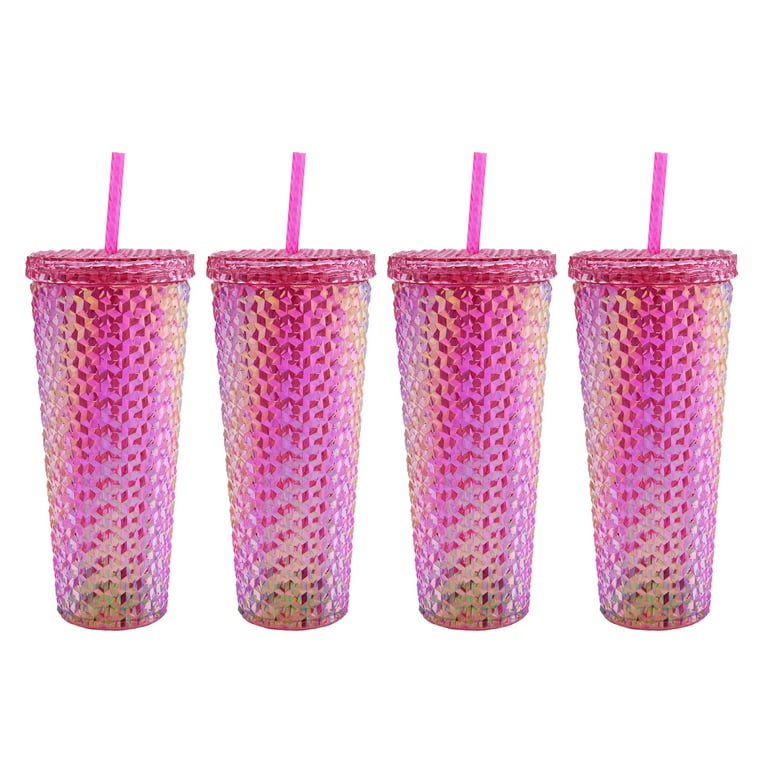 Starbucks Glass Tumbler 18 oz Clear Pink with Reusable Straw – Blueberry Cat