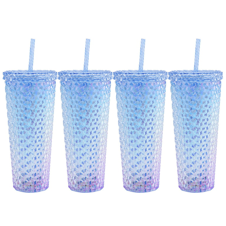Mainstays 4-Pack 26-Ounce Color Changing Textured Tumbler with Straw, Teal