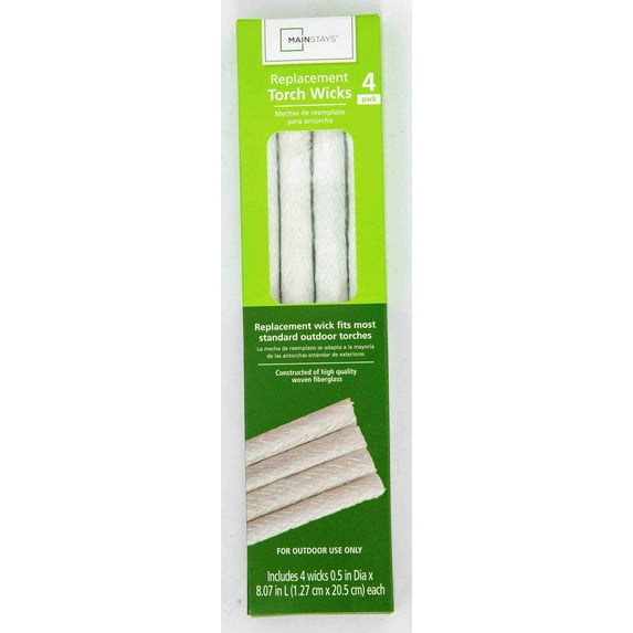 Mainstays 4-Pack 8.07 inch Replacement Fiberglass Torch Wicks White