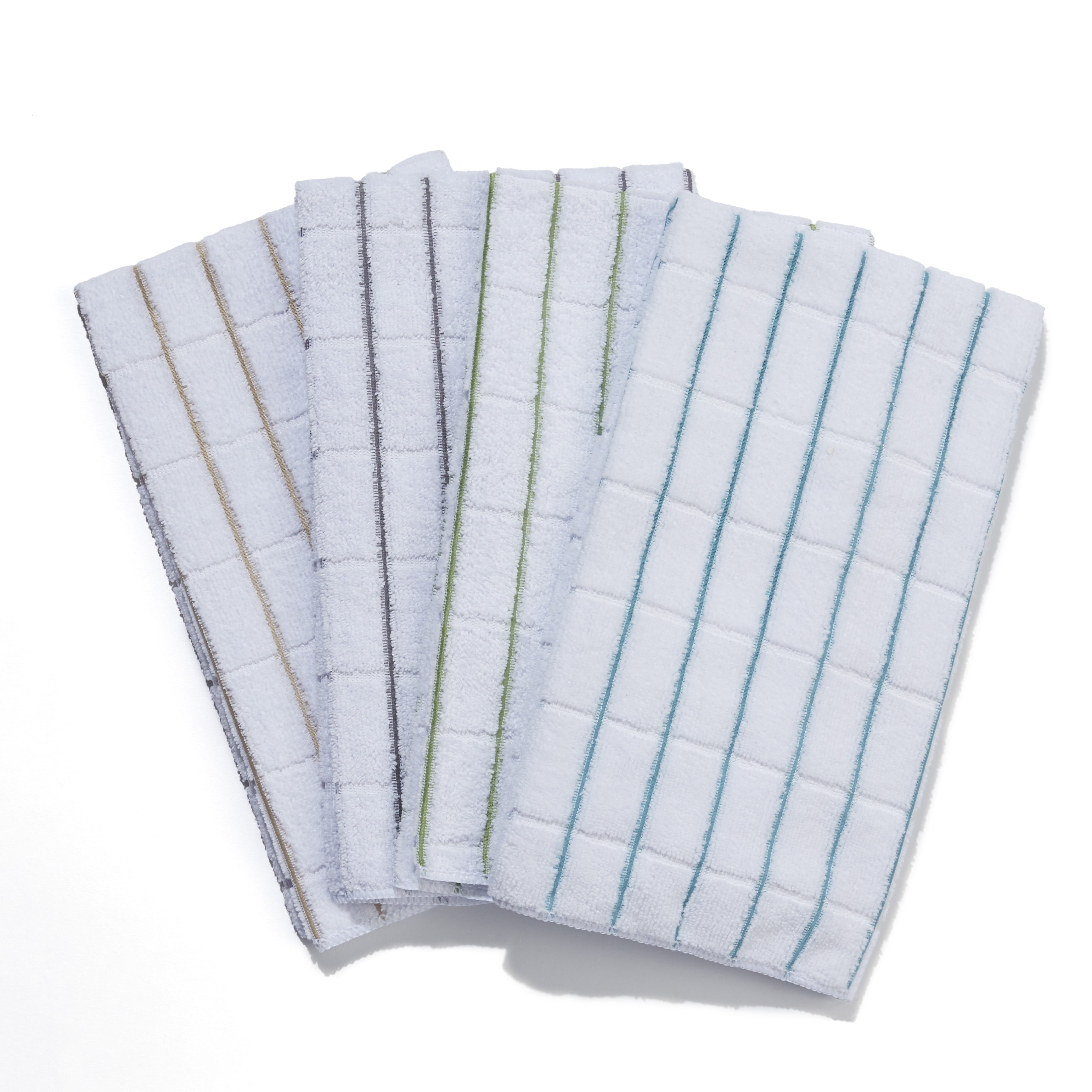 Mainstays, 4 Pack, Microfiber Stripe Kitchen Towels, White 