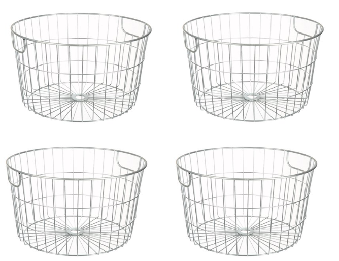 Mainstays 4 Pack Silver Round Wire Baskets