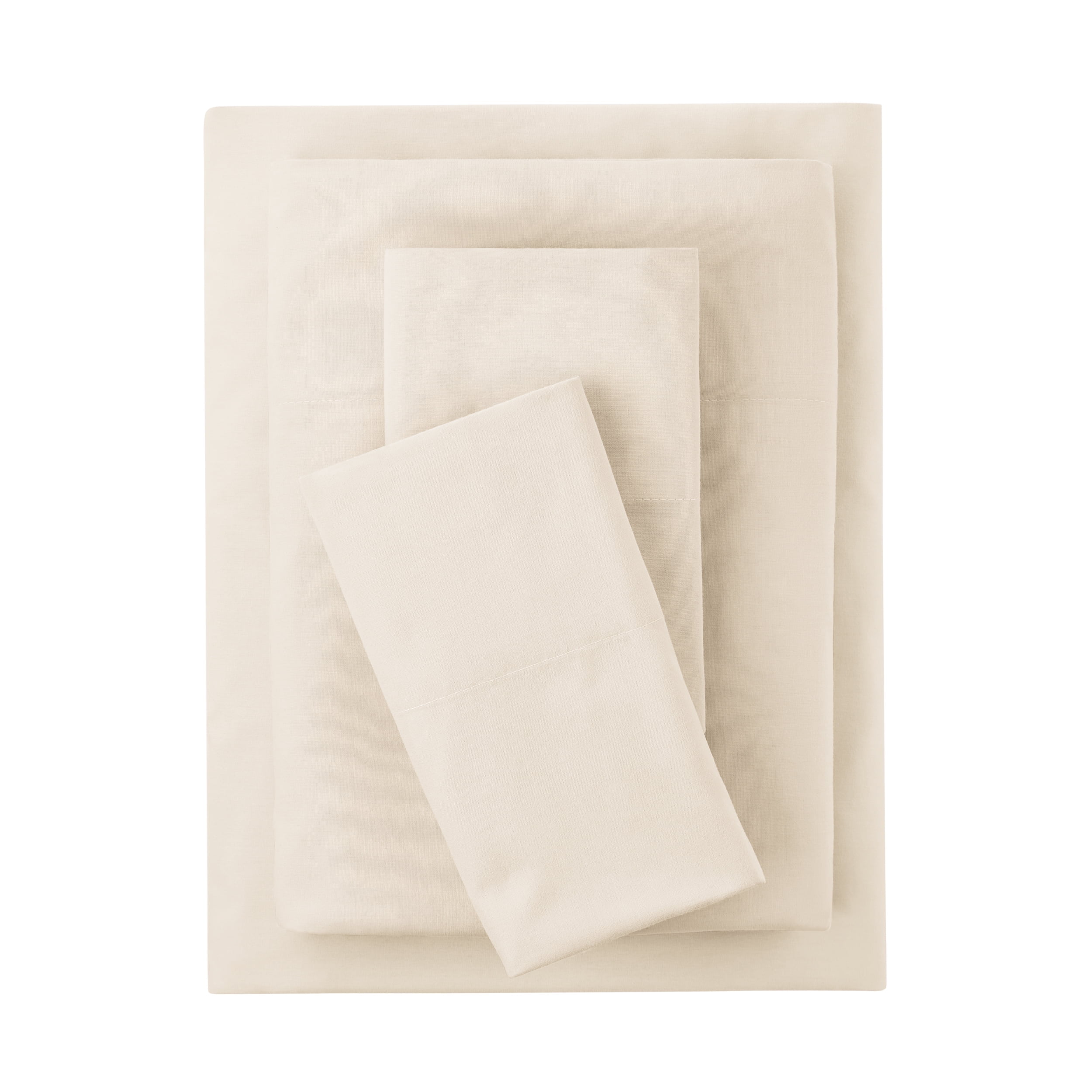 Mainstays 4-Piece 300 Thread Count Beige Cotton Blend Percale Bed Sheet Set, King