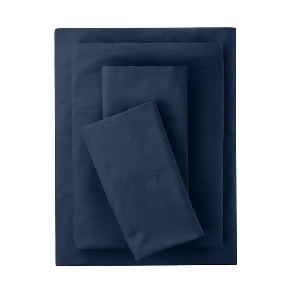 Mainstays 4-Piece 300 Thread Count Blue Cove Cotton Blend Percale Bed Sheet Set, Queen