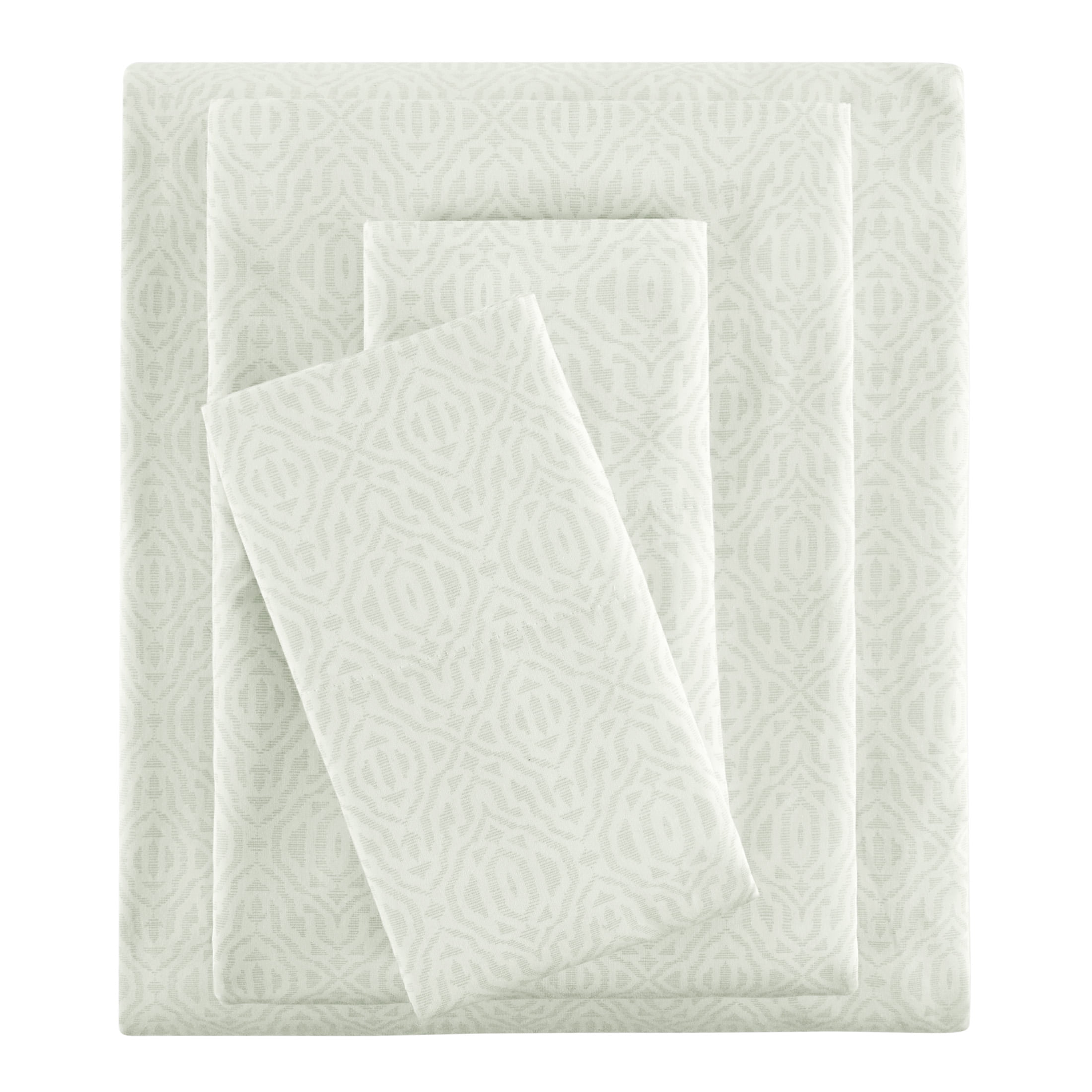 Mainstays 4-Piece 300 Thread Count Green Geo Cotton Blend Bed Sheet Set, King