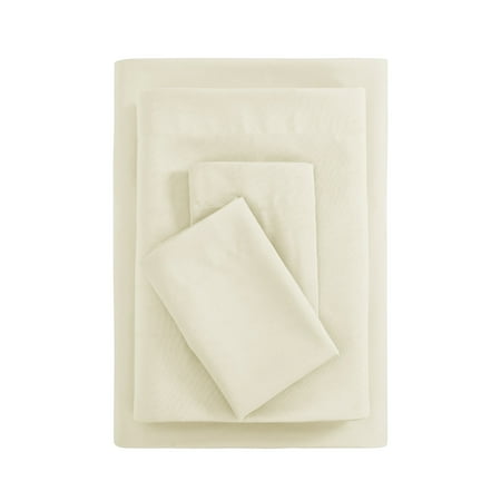 Mainstays 4-Piece Basic Value Microfiber Sheet Set, Queen, Fresh Ivory (Adult)
