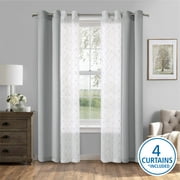 Mainstays 4 Piece Embroidered Curtain Panel Set, 27.5" x 84" inches, Grey