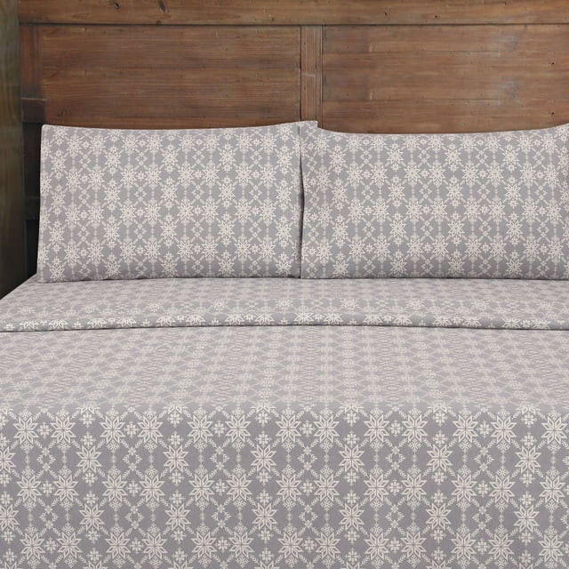 Mainstays 4Piece Gray Fair Isle Flannel Sheet Set, Queen