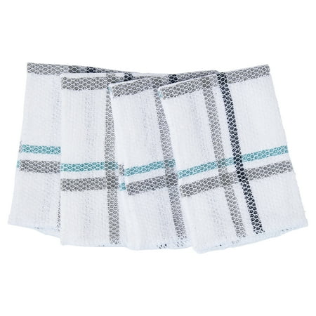 Mainstays 4-Piece Kitchen Scrubber Dishcloth Set, Blue Stripe