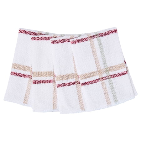 Mainstays 4-Piece Kitchen Scrubber Dishcloth Set, Tan Stripe