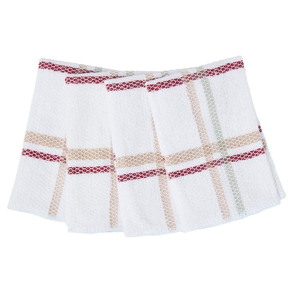Mainstays 4-Piece Kitchen Scrubber Dishcloth Set, Tan Stripe