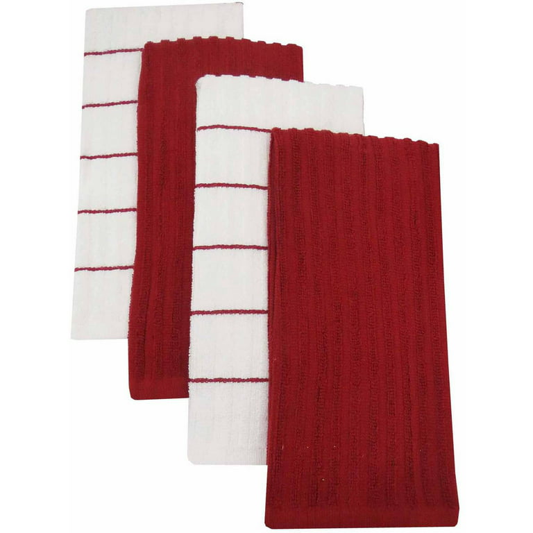 Mainstays 4-Piece Kitchen Towel Set, Red 