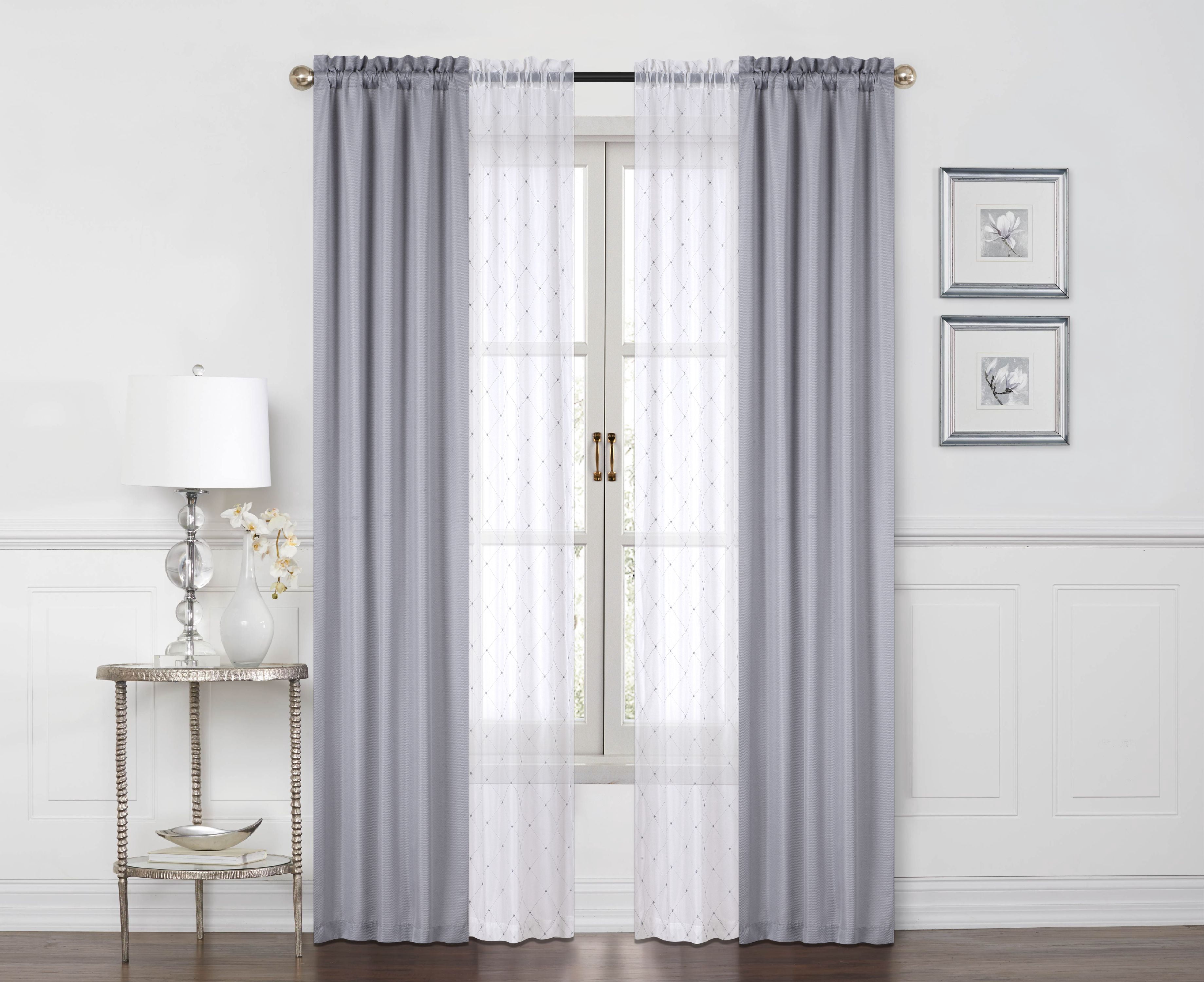 Mainstays 4 Piece Set, 2 Curtain Panels with 2 Sheers