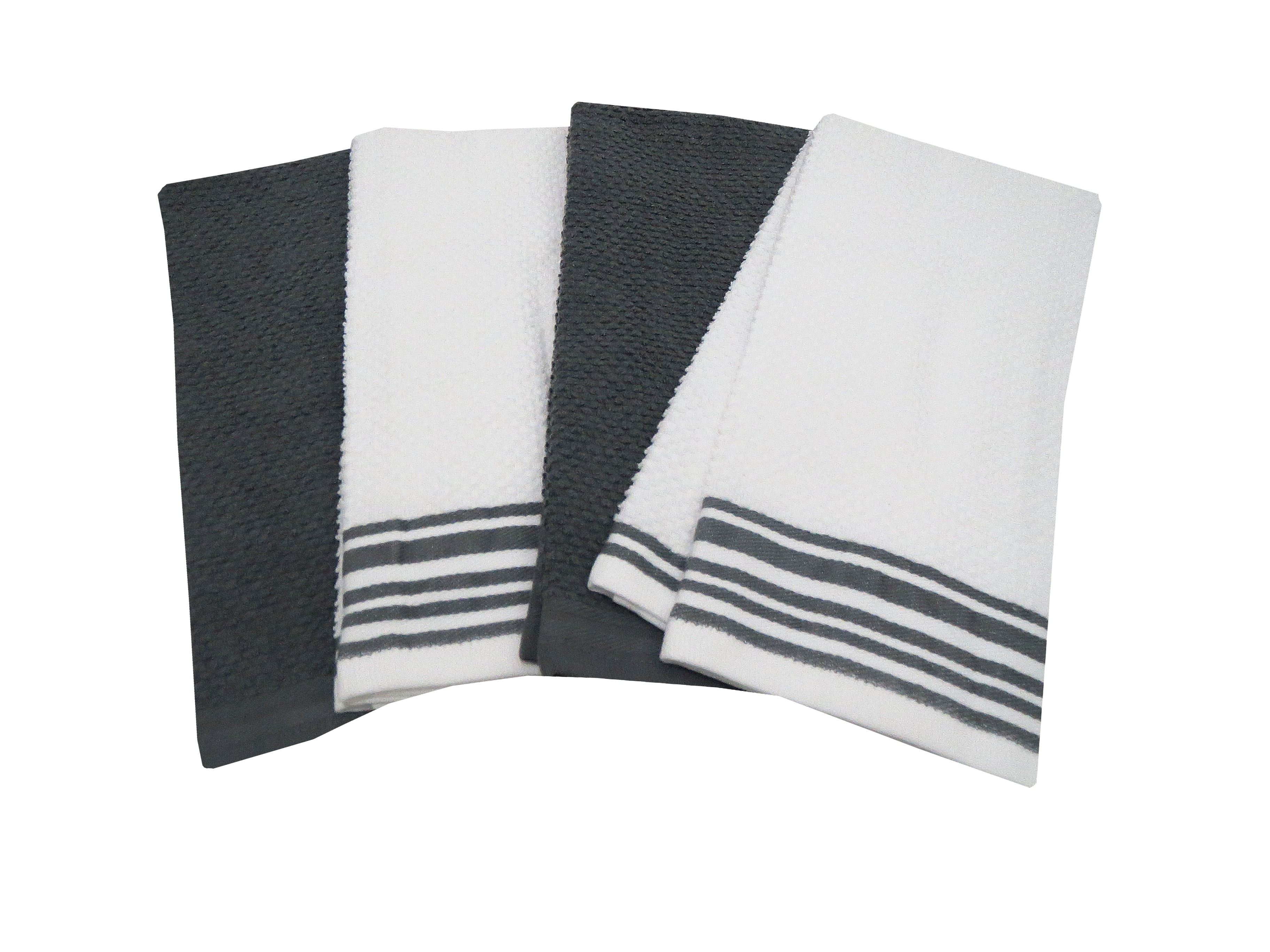 2ct Ticking Stripe Kitchen Towel Set Dark Gray/cream - Hearth