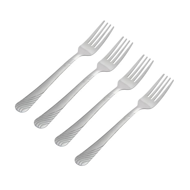 Mainstays 4Piece Swirl Stainless Steel Dinner Fork Set, Silver