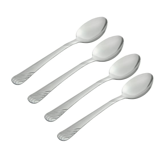 Mainstays 4-Piece Swirl Stainless Steel Teaspoon Set, Silver Tableware