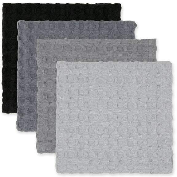 Mainstays 4 Pieces, Waffle Dishcloths, Gray