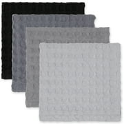 Mainstays 4-Pack Waffle Dishcloth Set, 100% Cotton, Gray, 12 in x 12 in