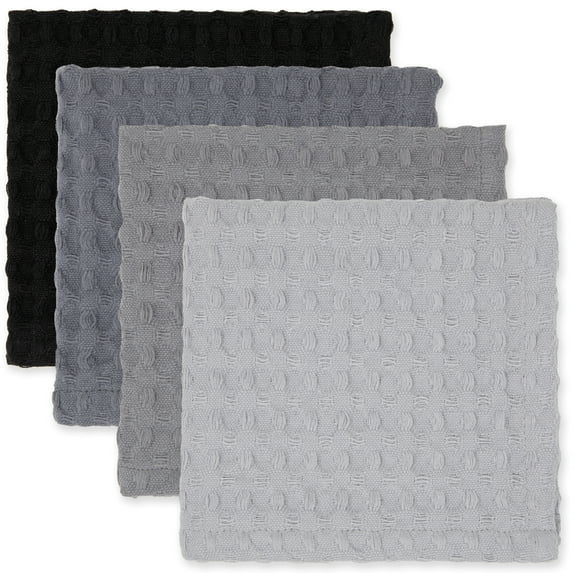 Mainstays 4 Pieces, Waffle Dishcloths, Gray