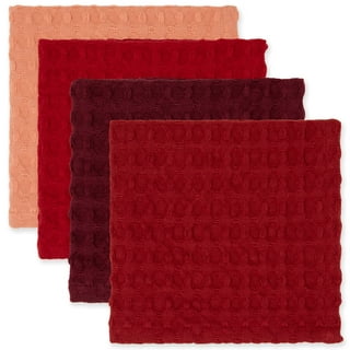 Food Network Dish Cloths- 4 piece, cotton and polyester, red and white