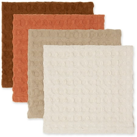 Mainstays 4 Pieces, Waffle Dishcloths, Tan