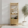 thumbnail interactive-video image 1 of Mainstays 4-Shelf Reeded Bookcase with Drawer, Natural Teak, 1 of 14