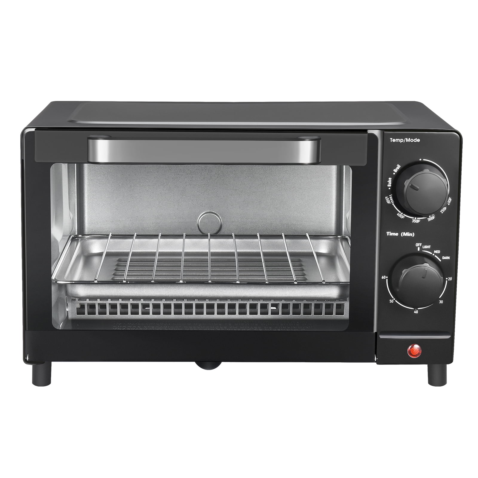 Mainstays MS54100112163 4 Slice Toaster Oven with 3 Setting, Baking Rack & Pan, Black