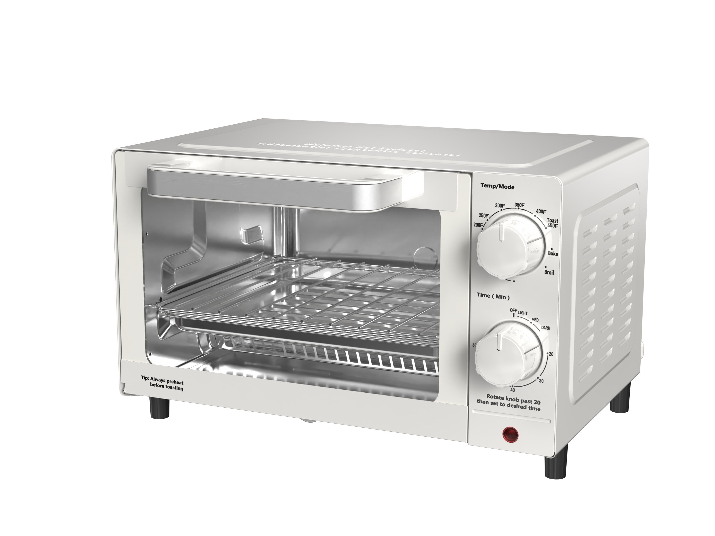 Mainstays 4 Slice Toaster Oven with 3 Setting, Baking Rack and Pan