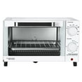 thumbnail interactive-video image 1 of Mainstays 4 Slice Countertop Toaster Oven with 3 Settings, includes baking rack and pan, Arctic White, New, 1 of 13