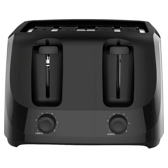 Mainstays 4Slice Toaster black with 6 Shade Settings and Removable