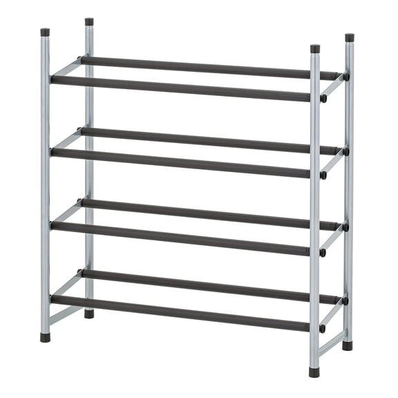 4 Tier Foldable Metal Shoe Rack, Organizer, Black - Walmart.com