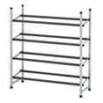 Mainstays 4Tier Shoe Rack Black Rod, Steel Powder Coating Silver, up