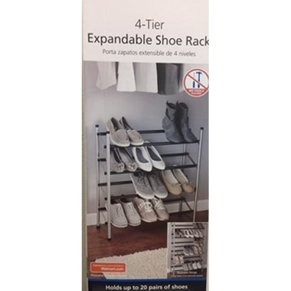 Mainstays 4-Tier Shoe Rack Storage Organizer, Max 20 Pairs