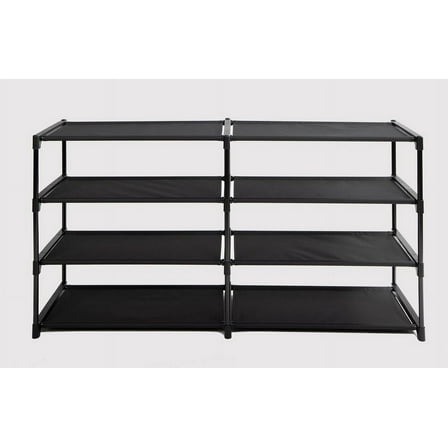 Mainstays 4-Tier Shoe Rack Storage Organizer, Rich Black, 24 Pairs, Iron Poles & Plastic Connectors