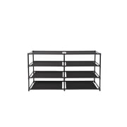 Mainstays 4-Tier Shoe Rack Storage Organizer, Rich Black, 24 Pairs, Fabric Shelves, Iron Poles & Plastic Connectors