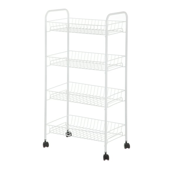 Mainstays 4 Tier Wire Organization Cart, White