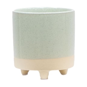 Mainstays 4 in Two-Tone Green Ceramic Footed Planter