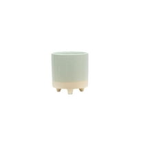 Mainstays 4" Two Tone Green Ceramic Footed Planter