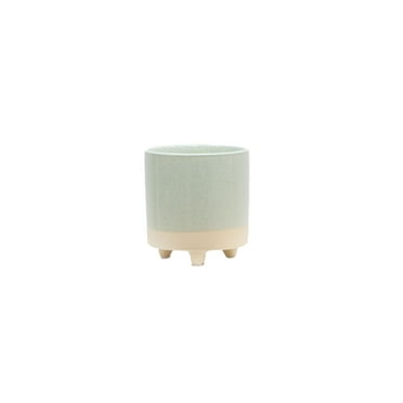 Mainstays 4" Two Tone Green Ceramic Footed Planter