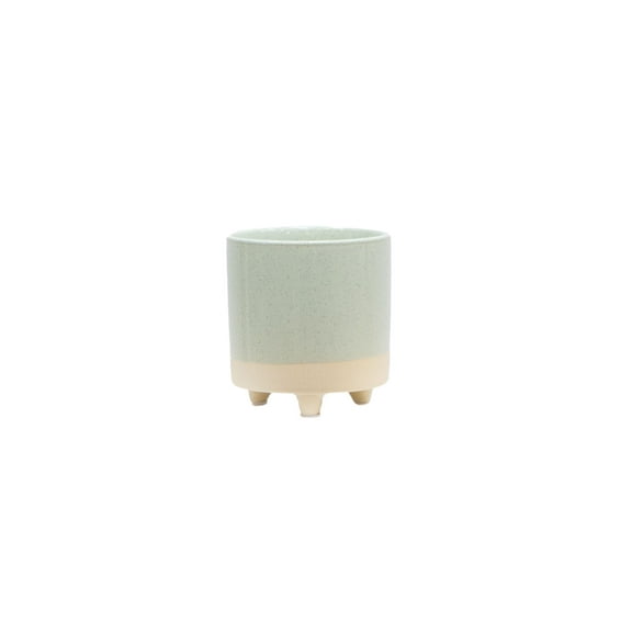 Mainstays 4" Two Tone Green Ceramic Footed Planter