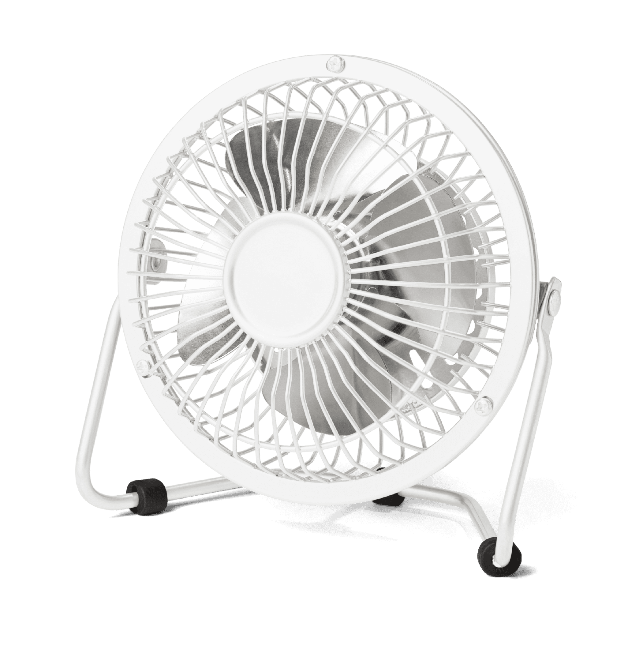 Mainstays 4 inch Metal Mini 360degree Pivot USB Personal Desktop Fan, Assortment Colors, White