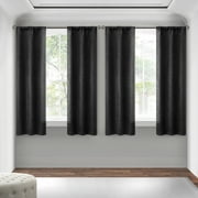 Mainstays 4 of a Kind Blackout Curtain Panels, Set of 4, Black, 28" W x 63" L