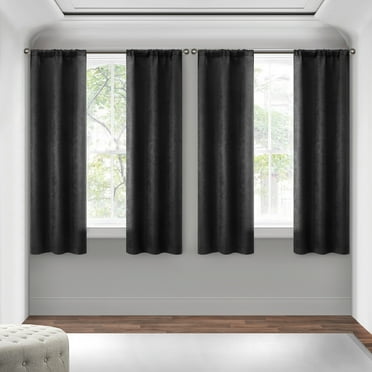 Mainstays 4 of a Kind Blackout Curtain Panels, Set of 4, Black, 28" W x 63" L