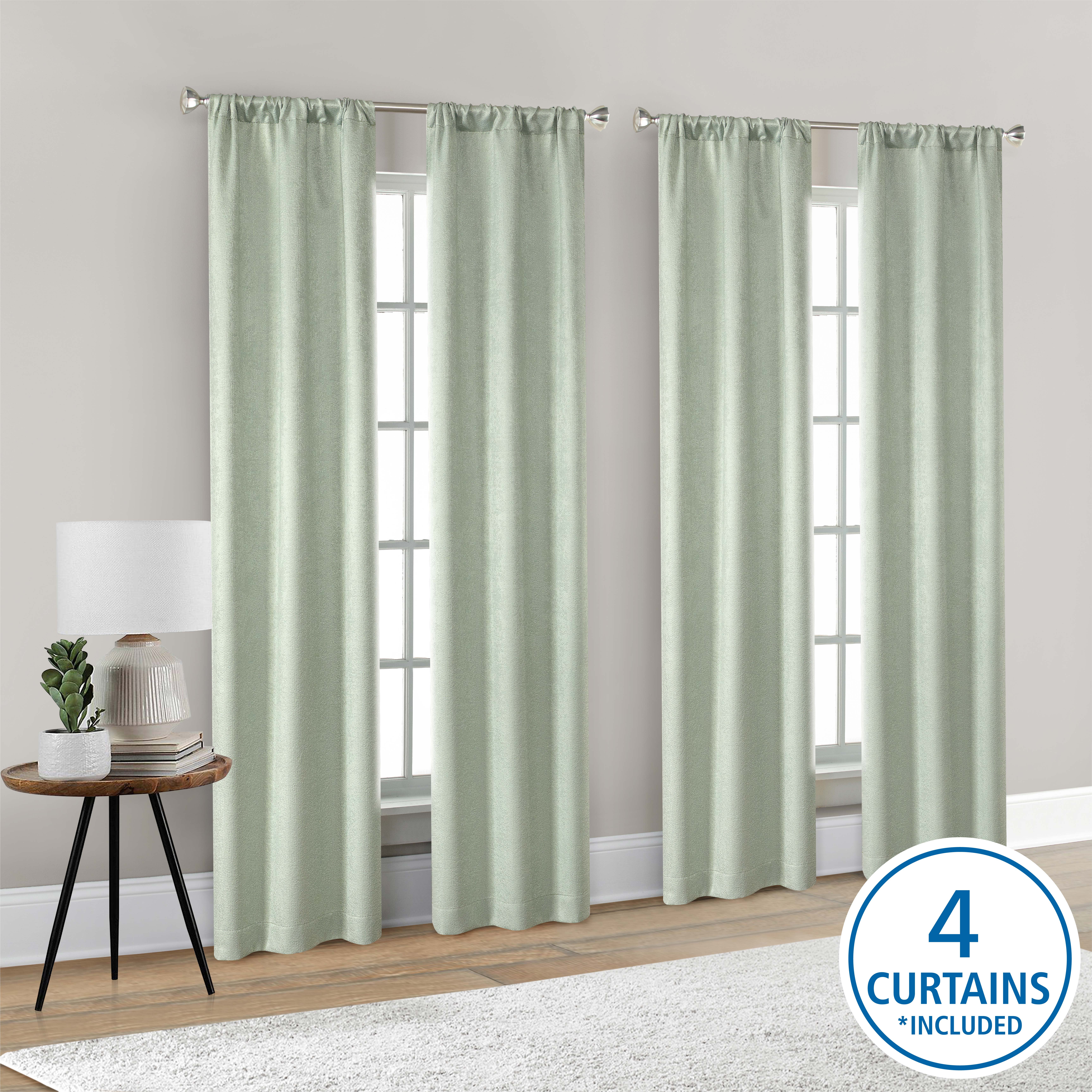 메인 스테이 4종 암막 커튼 패널, 4개 세트, 녹색, 28" W x 84" L