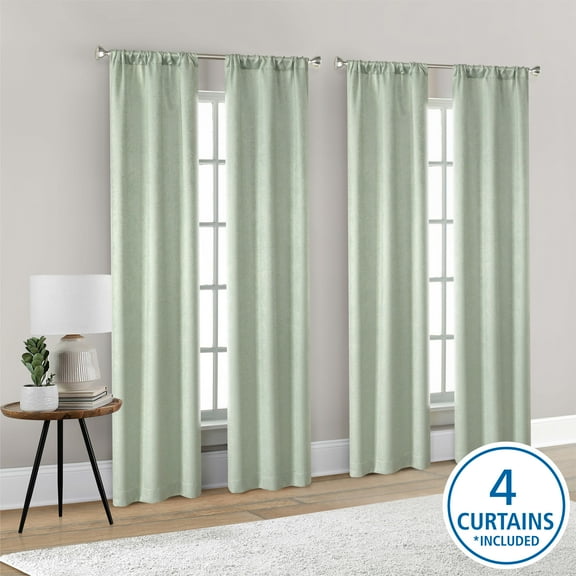 Mainstays 4 of a Kind Blackout Curtain Panels, Set of 4, Green, 28" W x 84" L