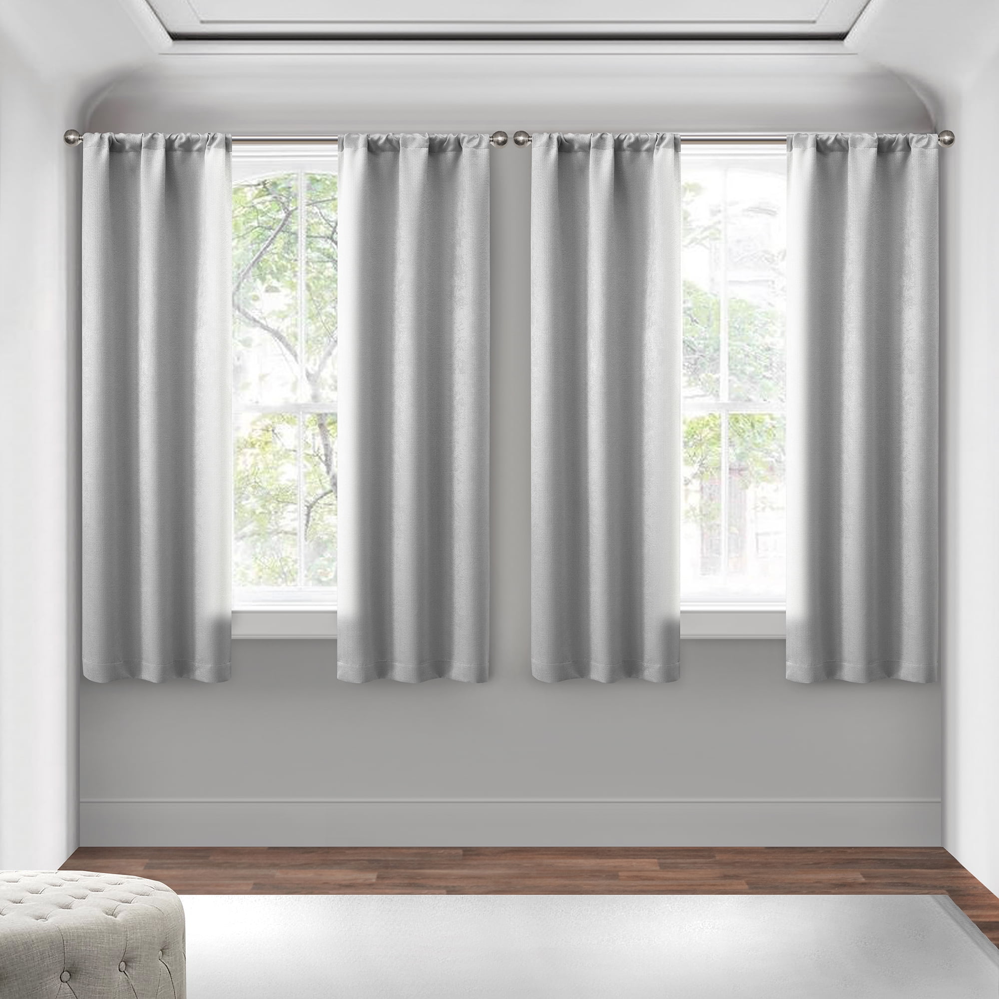 Mainstays 4 of a Kind Blackout Curtain Panels, Set of 4, Soft Silver, 28" W x 63" L